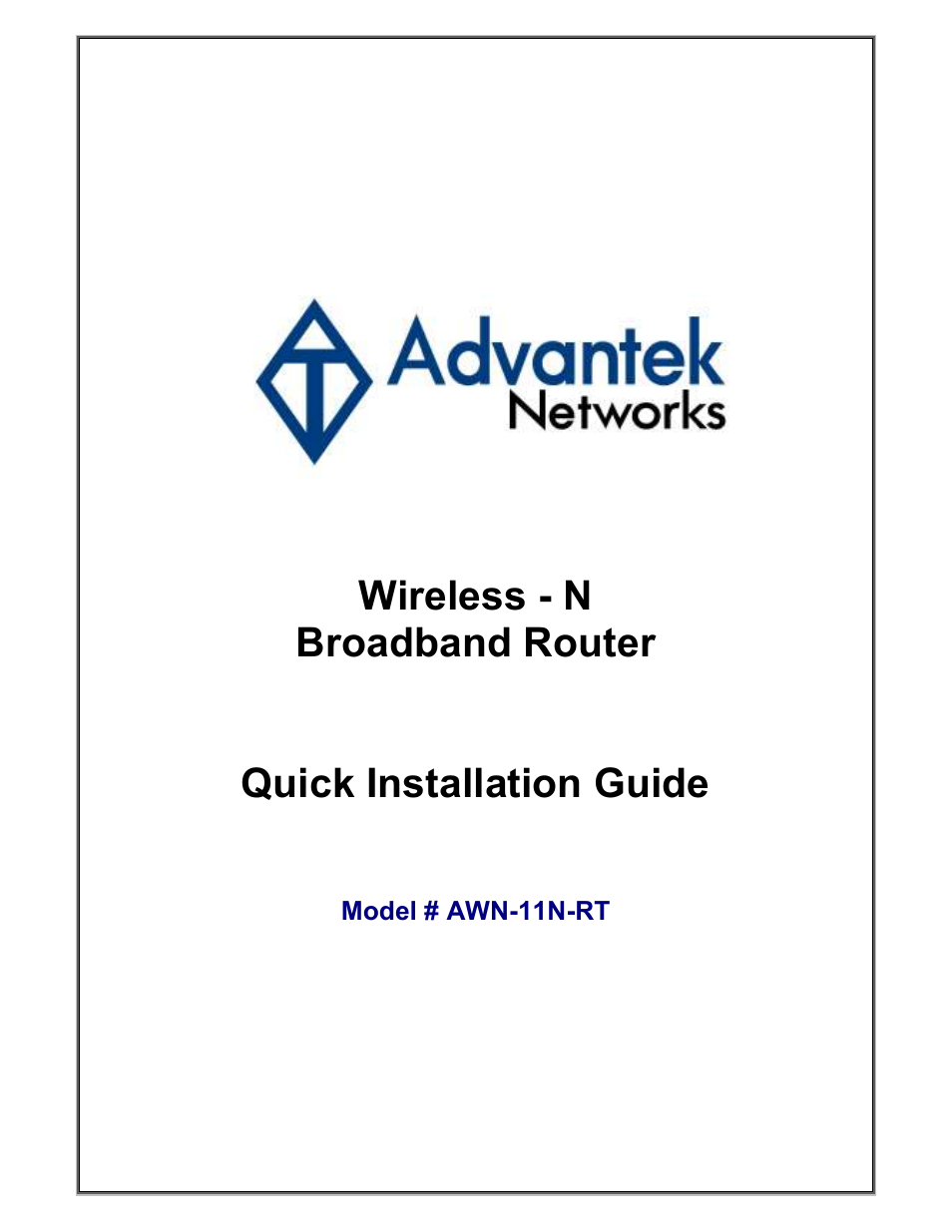 Advantek Networks WIRELESS - N AWN-11N-RT User Manual | 3 pages