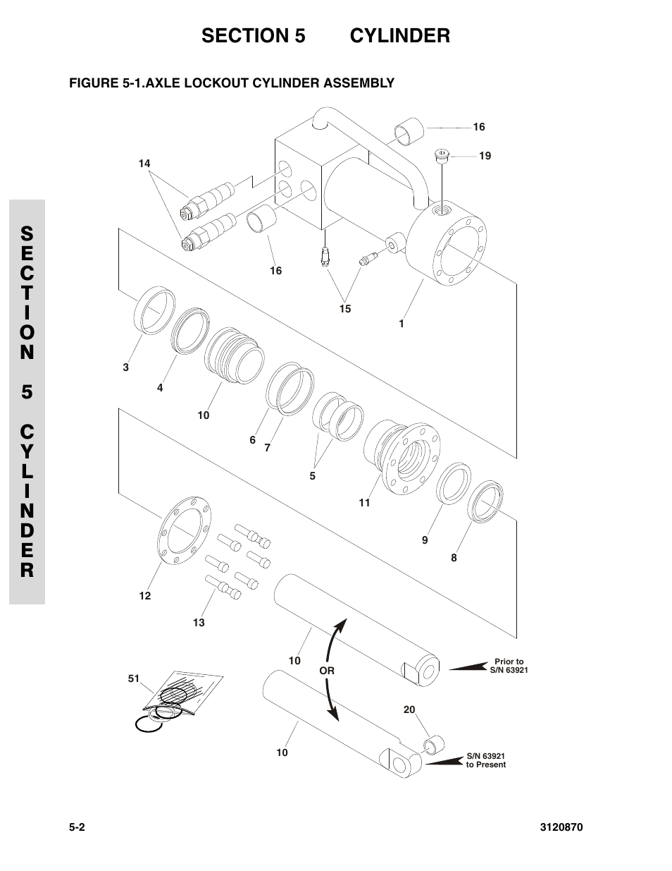 Figure 5-1. axle lockout cylinder assembly, Axle lockout cylinder assembly -2 | JLG 450AJ Parts Manual User Manual | Page 144 / 212