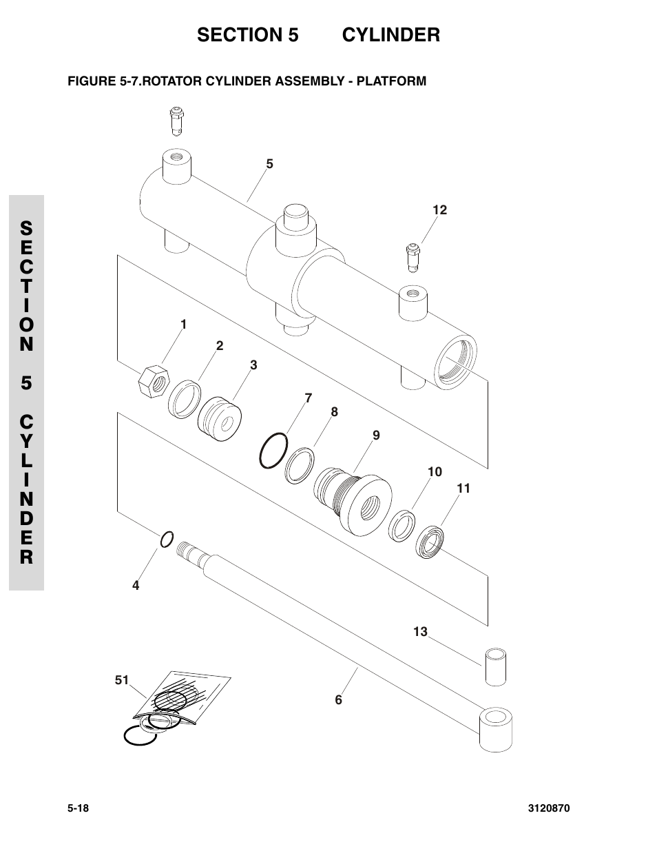 Figure 5-7. rotator cylinder assembly - platform, Rotator cylinder assembly - platform -18 | JLG 450AJ Parts Manual User Manual | Page 160 / 212