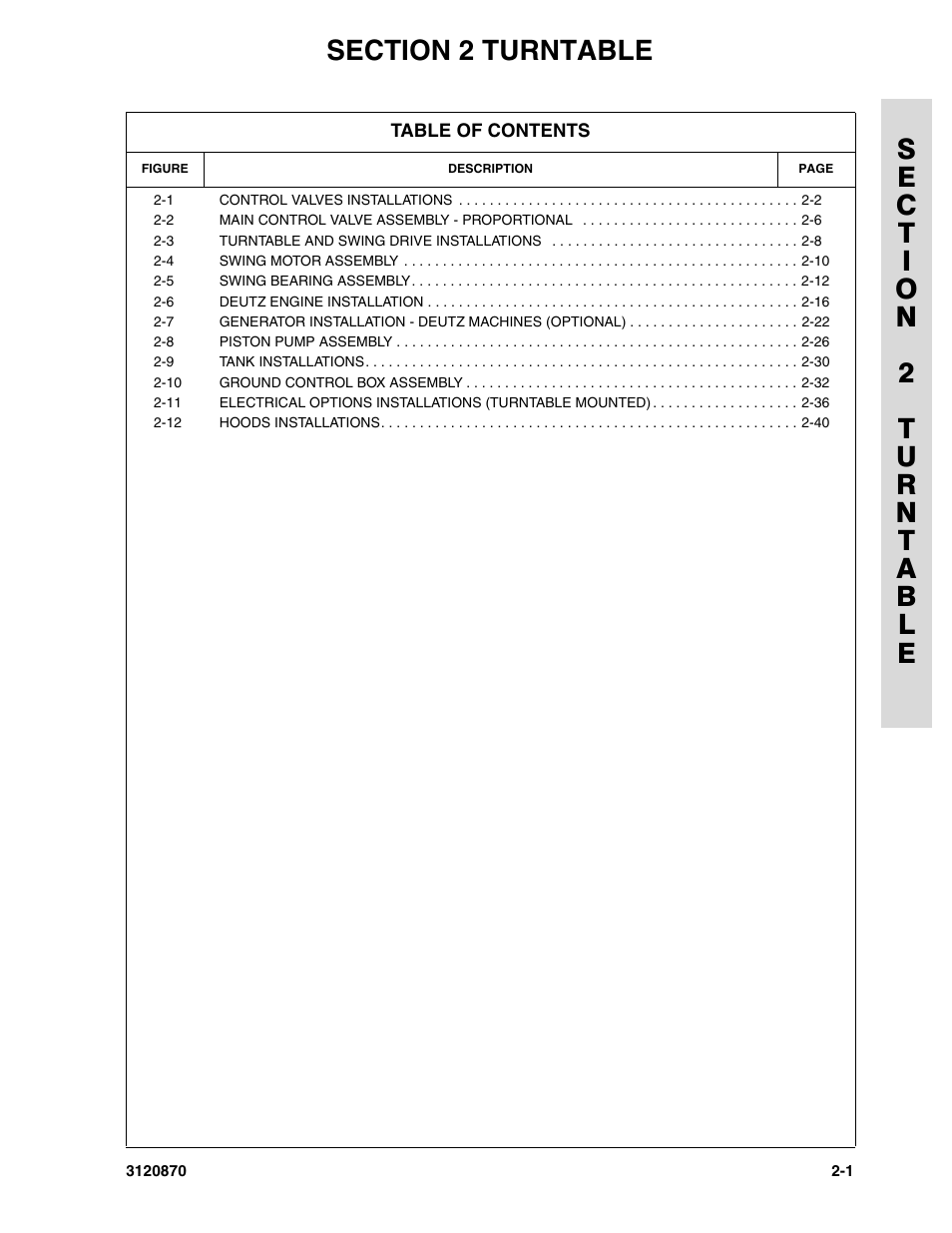 Section 2 turntable, Section 2 - turntable -1 | JLG 450AJ Parts Manual User Manual | Page 51 / 212