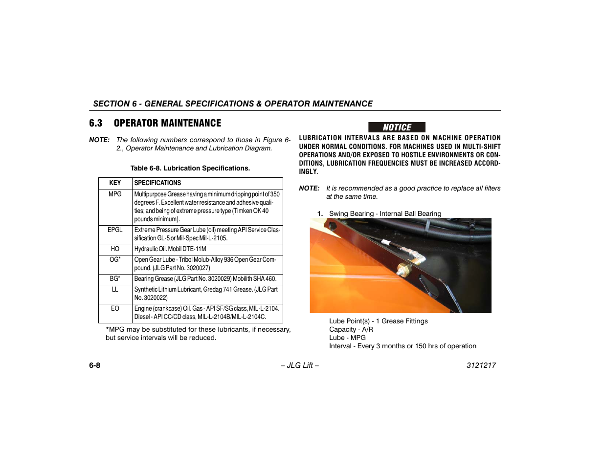 3 operator maintenance, Operator maintenance -6, Lubrication specifications -6 | JLG M600 Operator Manual User Manual | Page 88 / 102