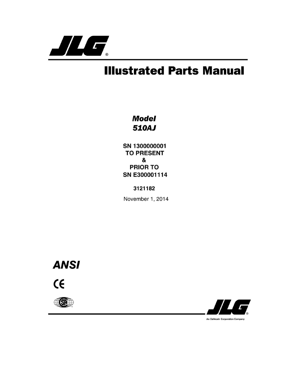 JLG 510AJ Parts Manual User Manual | 294 pages