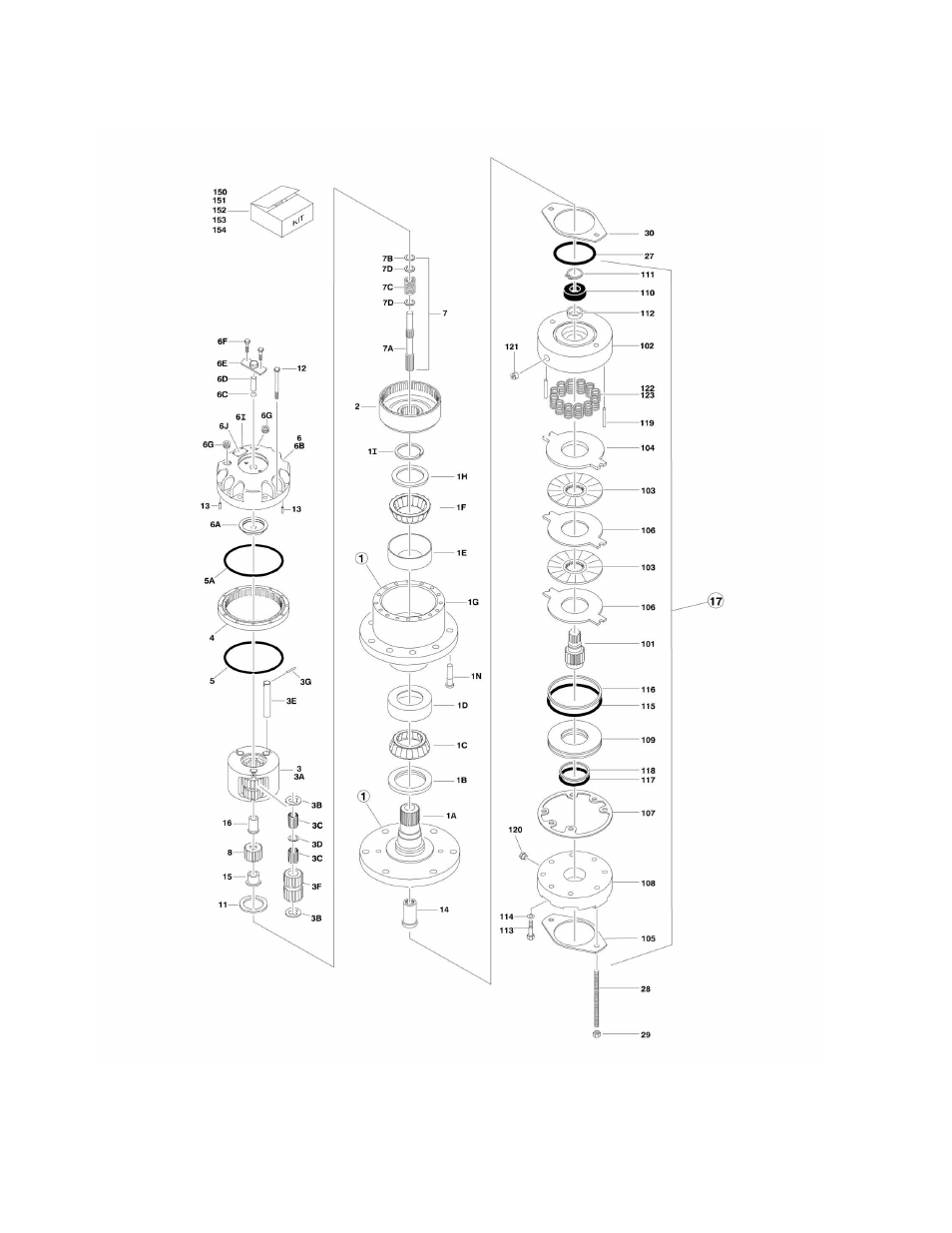 Figure 1-4. drive hub/brake assembly (rear) | JLG 510AJ Parts Manual User Manual | Page 22 / 294