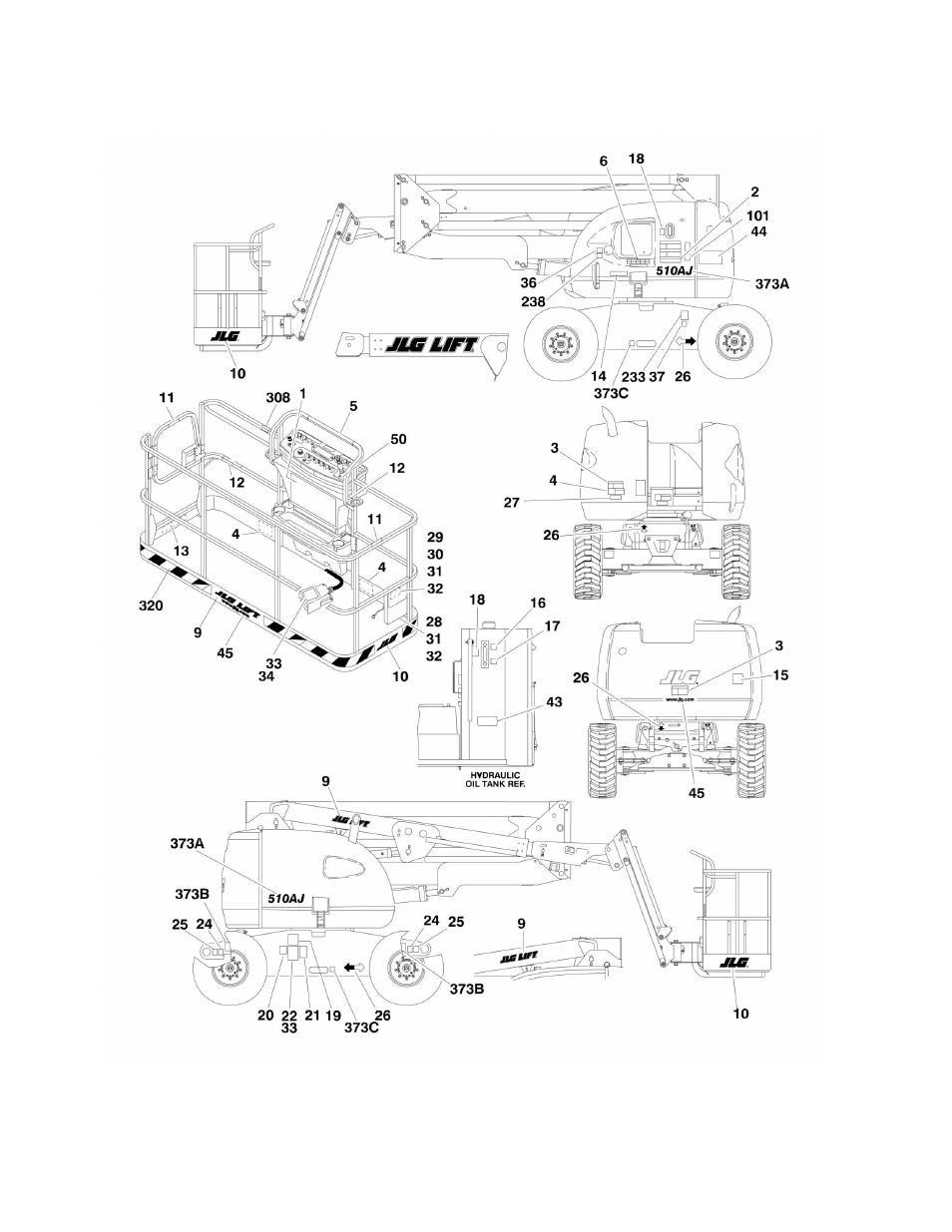 Figure 8-1. decals installation - ansi spec | JLG 510AJ Parts Manual User Manual | Page 258 / 294