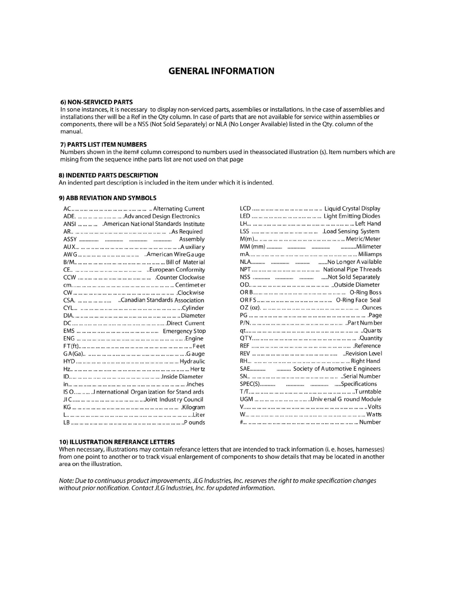 JLG 510AJ Parts Manual User Manual | Page 6 / 294