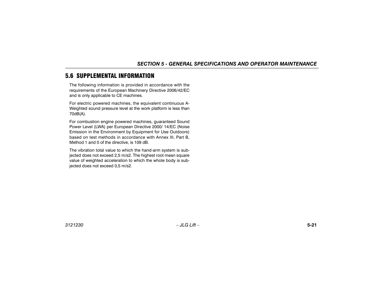 6 supplemental information, 6 supplemental information -21 | JLG 15/20MSP Operator Manual User Manual | Page 101 / 108