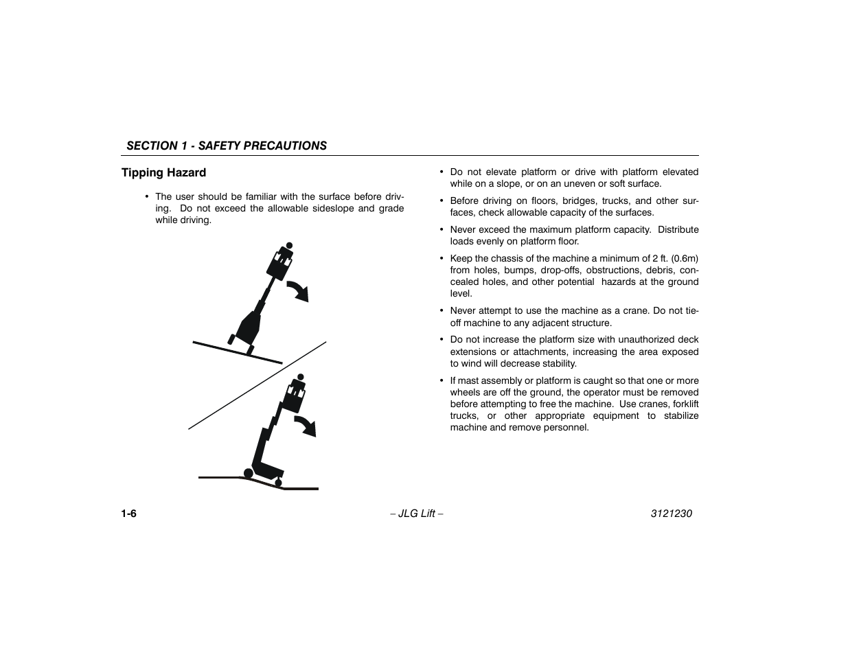 Tipping hazard, Tipping hazard -6 | JLG 15/20MSP Operator Manual User Manual | Page 16 / 108