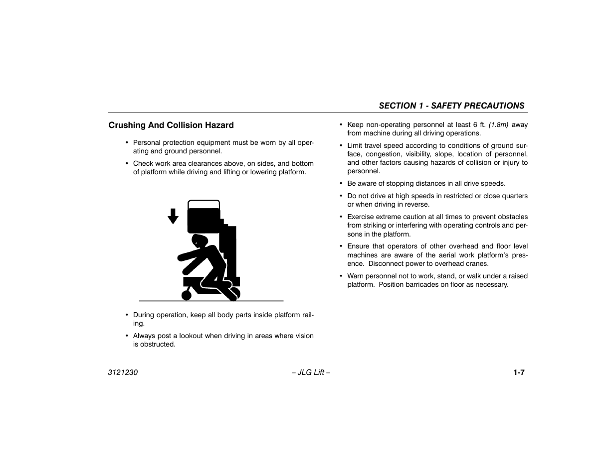 Crushing and collision hazard, Crushing and collision hazard -7 | JLG 15/20MSP Operator Manual User Manual | Page 17 / 108