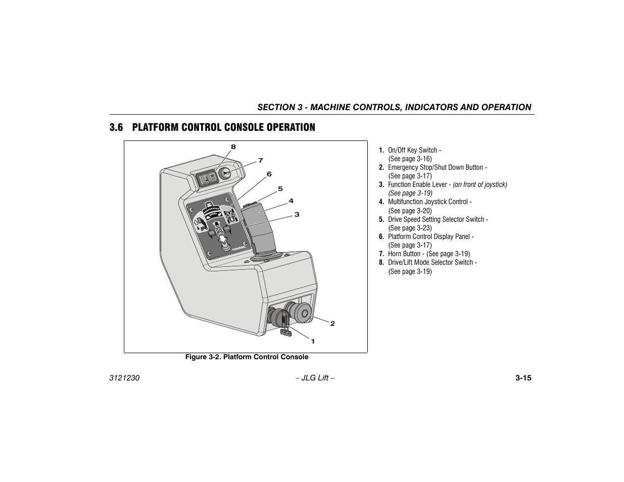 6 platform control console operation, 6 platform control console operation -15, Platform control console -15 | JLG 15/20MSP Operator Manual User Manual | Page 41 / 108