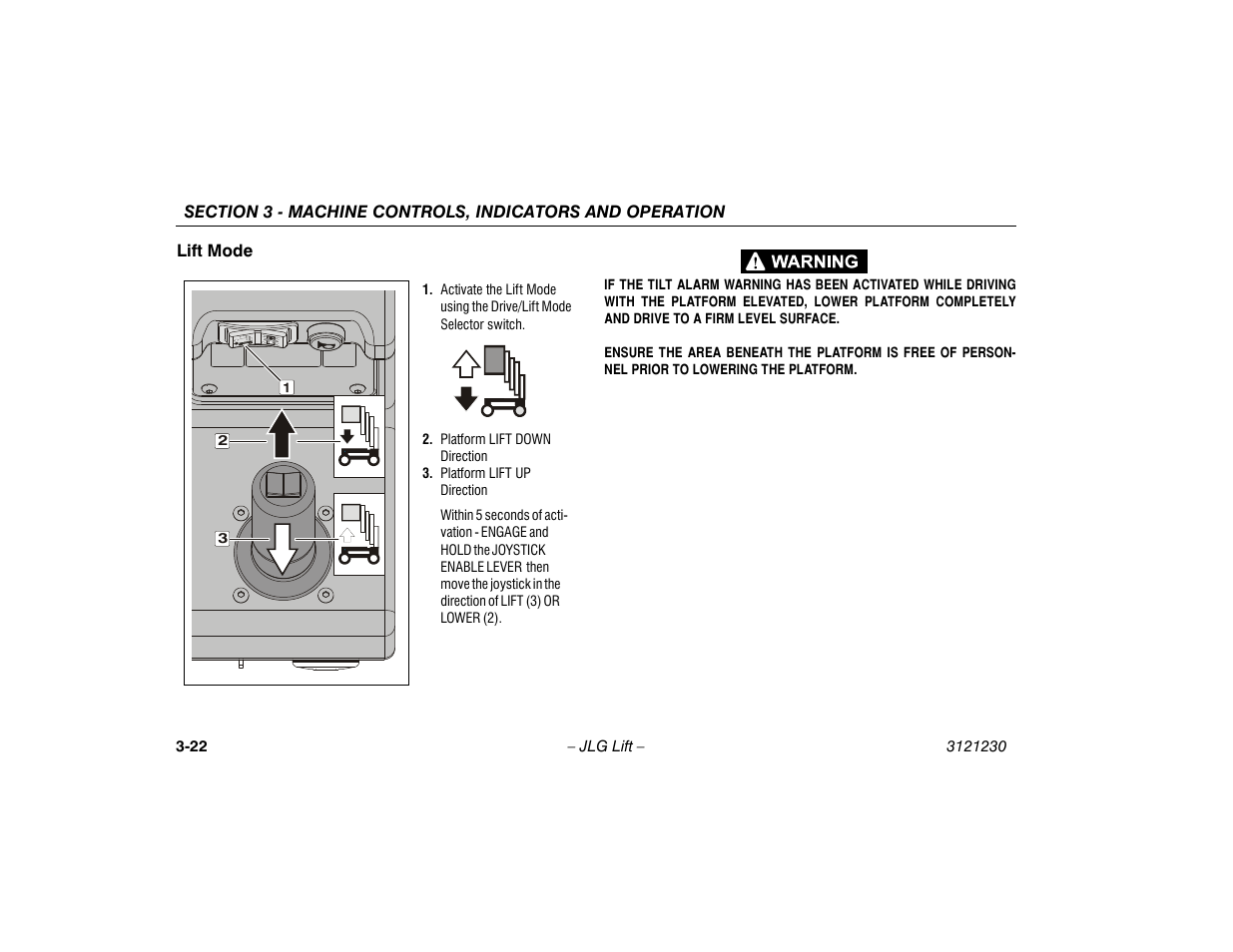 Lift mode, Lift mode -22 | JLG 15/20MSP Operator Manual User Manual | Page 48 / 108