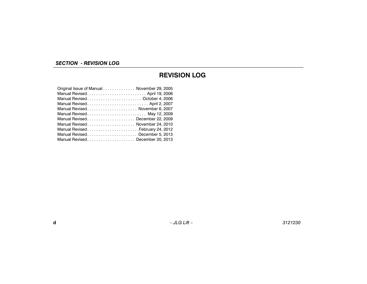 Revision log | JLG 15/20MSP Operator Manual User Manual | Page 6 / 108