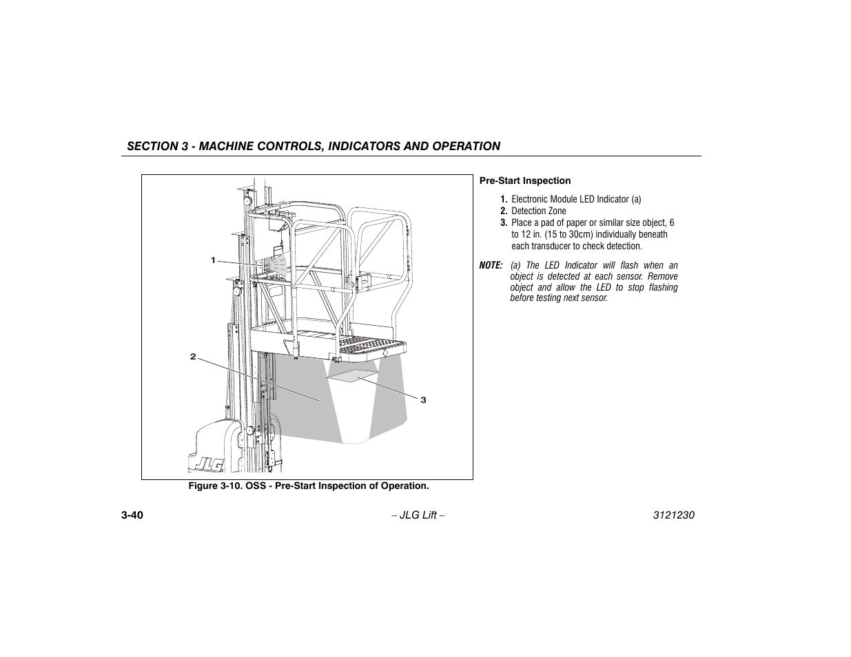 10. oss - pre-start inspection of operation -40 | JLG 15/20MSP Operator Manual User Manual | Page 66 / 108