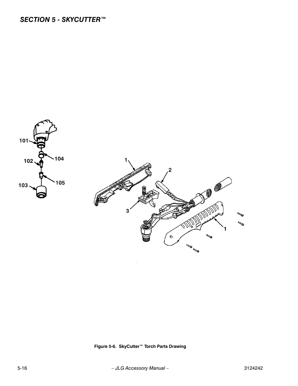 Skycutter™ torch parts drawing -16 | JLG Workstation in the Sky-Boom Lifts User Manual | Page 118 / 132