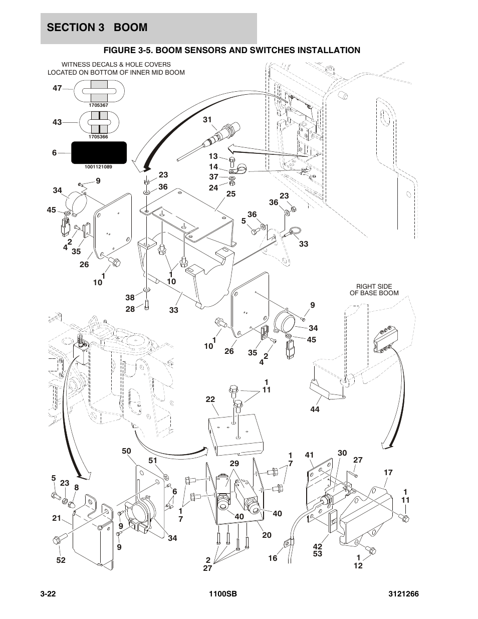 Figure 3-5. boom sensors and switches installation | JLG 1100SB Parts Manual User Manual | Page 158 / 276