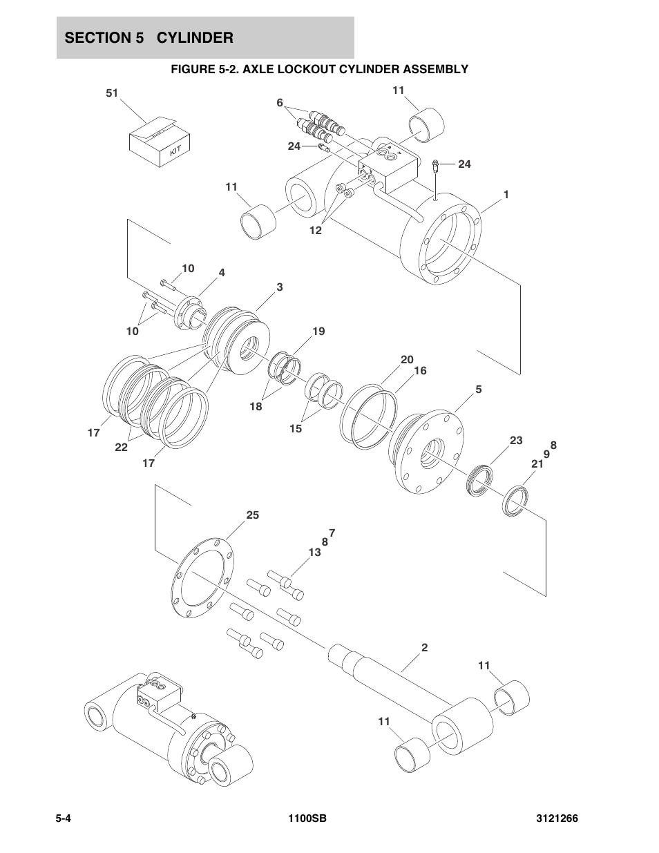 Figure 5-2. axle lockout cylinder assembly | JLG 1100SB Parts Manual User Manual | Page 190 / 276