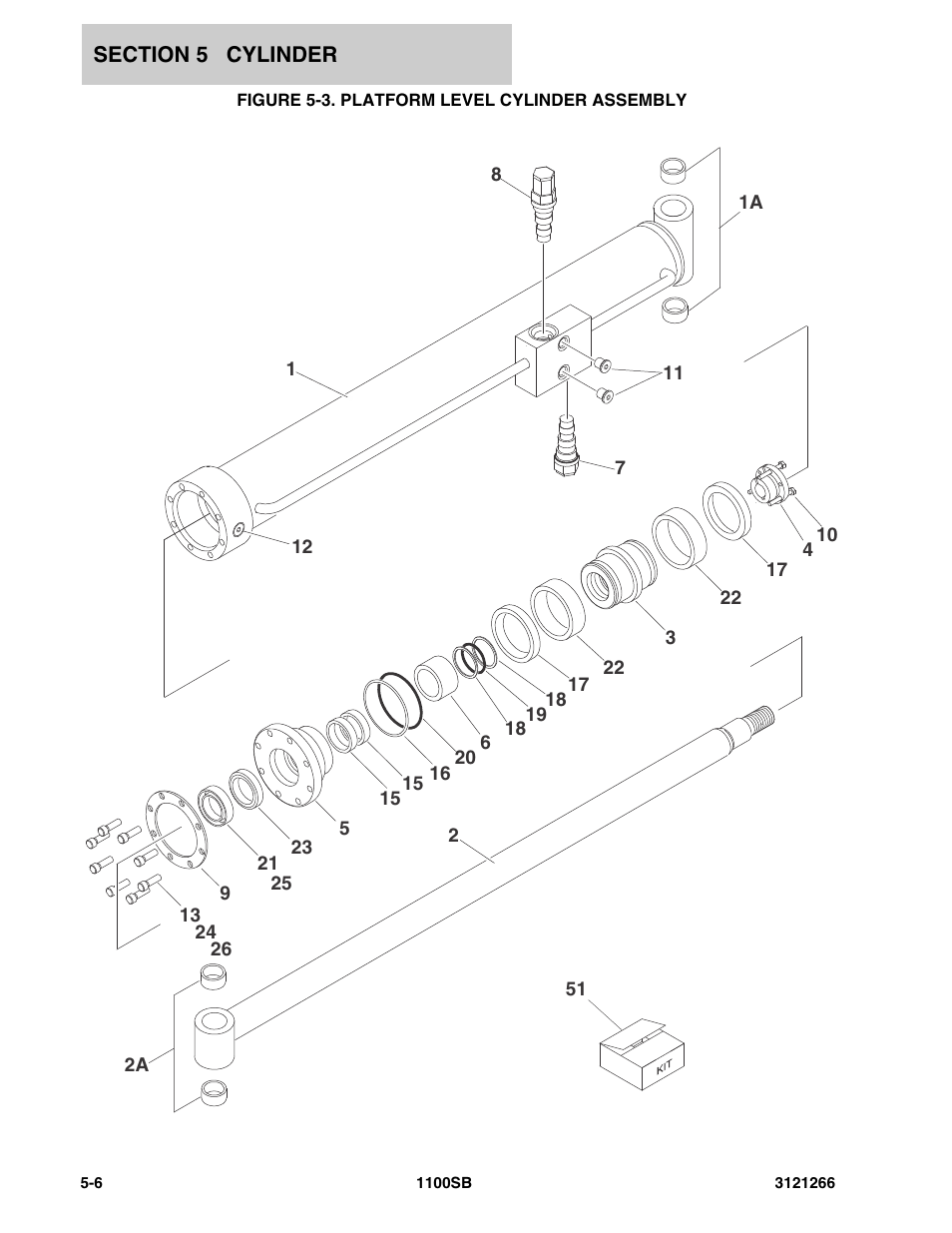 Figure 5-3. platform level cylinder assembly | JLG 1100SB Parts Manual User Manual | Page 192 / 276