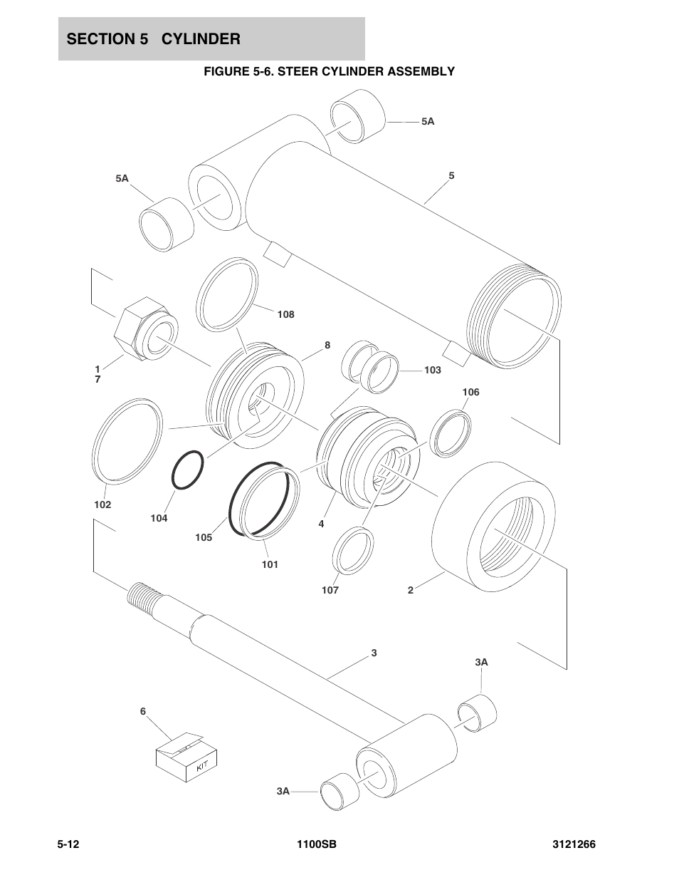 Figure 5-6. steer cylinder assembly | JLG 1100SB Parts Manual User Manual | Page 198 / 276