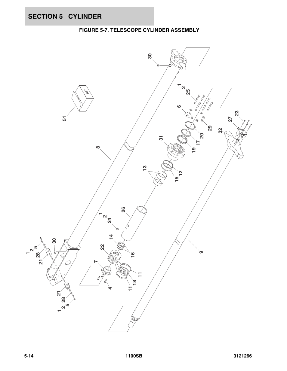 Figure 5-7. telescope cylinder assembly | JLG 1100SB Parts Manual User Manual | Page 200 / 276