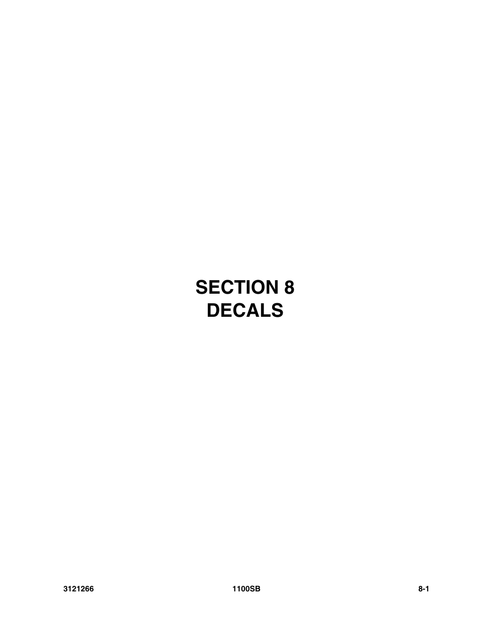 Section 8 decals, Section 8 - decals -1 | JLG 1100SB Parts Manual User Manual | Page 255 / 276