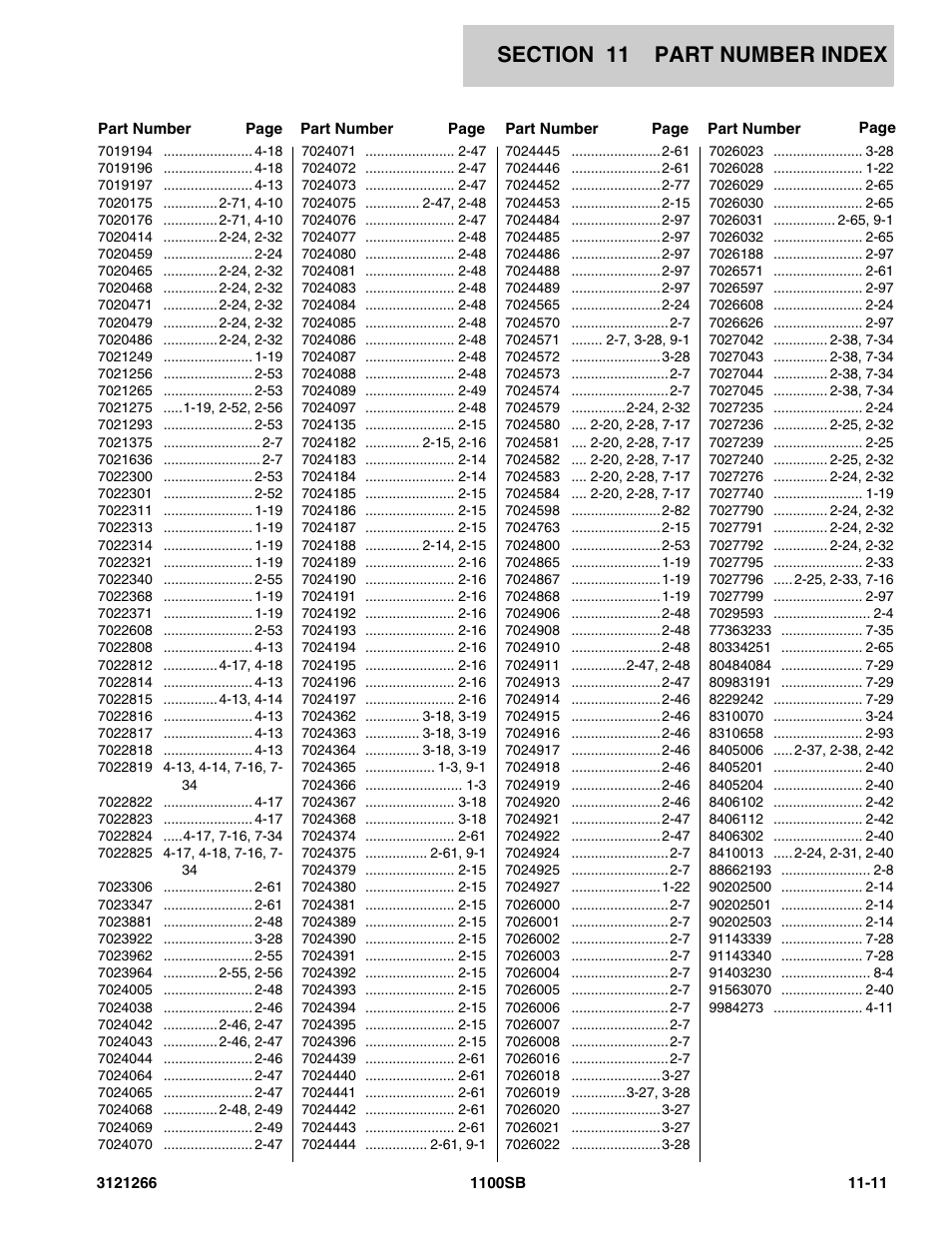 JLG 1100SB Parts Manual User Manual | Page 273 / 276