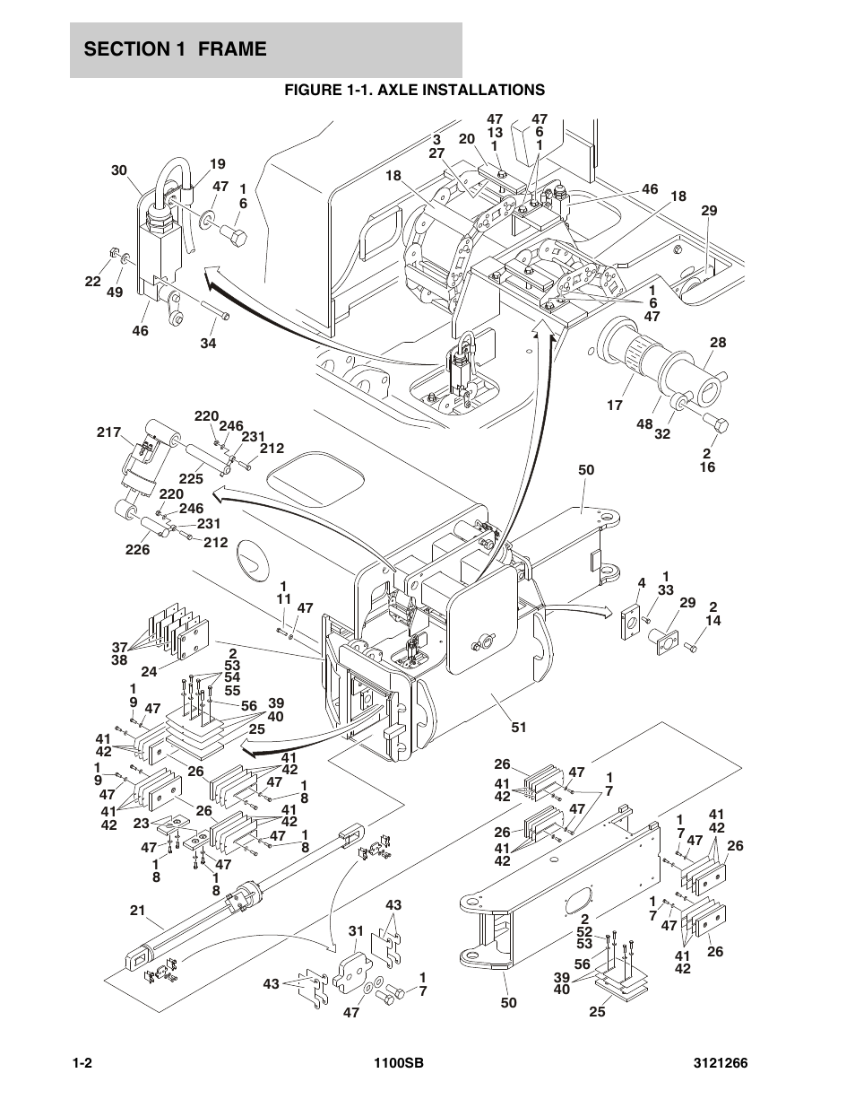 Figure 1-1. axle installations | JLG 1100SB Parts Manual User Manual | Page 8 / 276