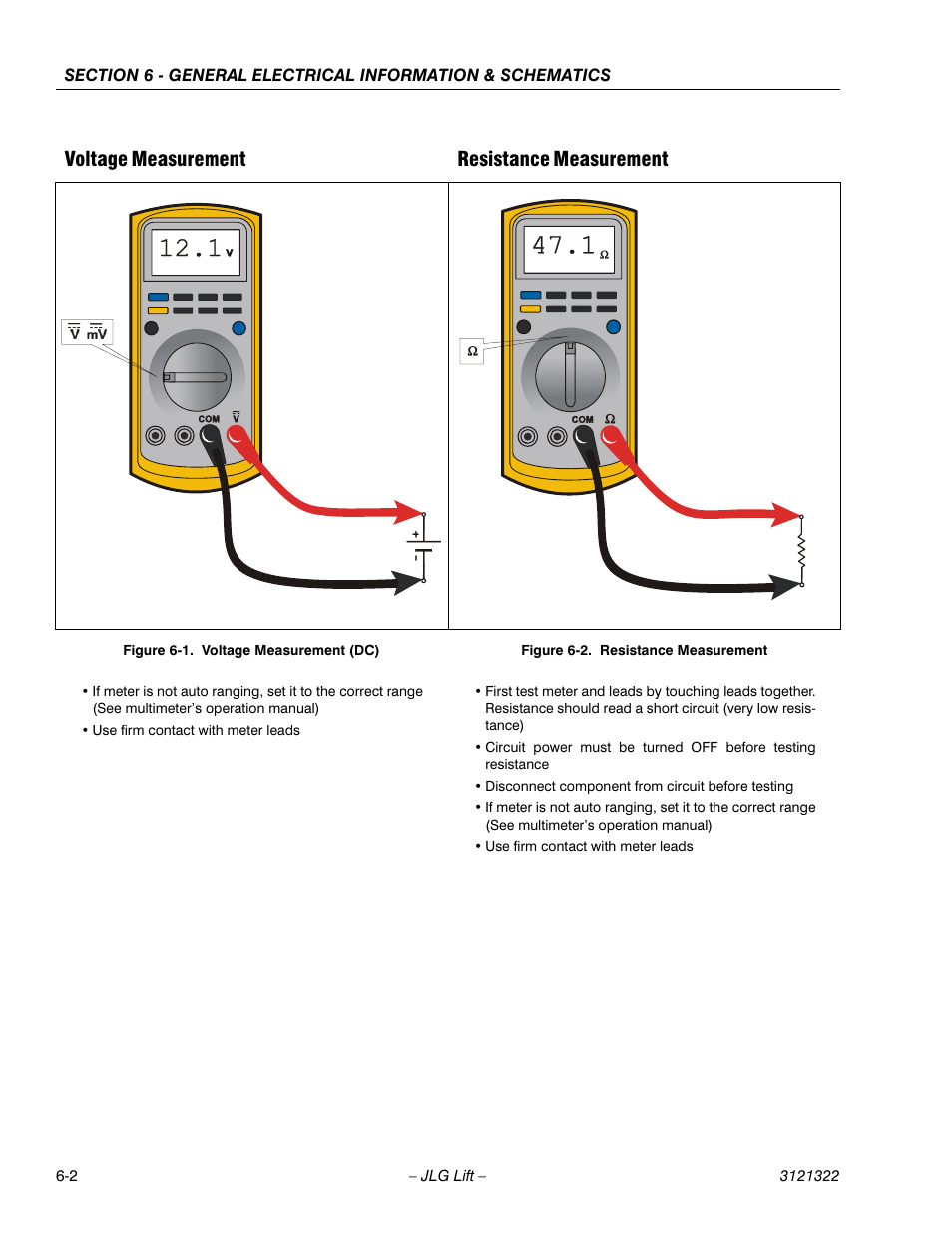 Voltage measurement (dc) -2, Resistance measurement -2, Voltage measurement resistance measurement | JLG 67SL Service Manual User Manual | Page 114 / 152