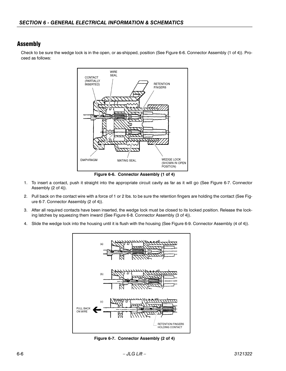 Assembly, Assembly -6, Connector assembly (1 of 4) -6 | Connector assembly (2 of 4) -6 | JLG 67SL Service Manual User Manual | Page 118 / 152