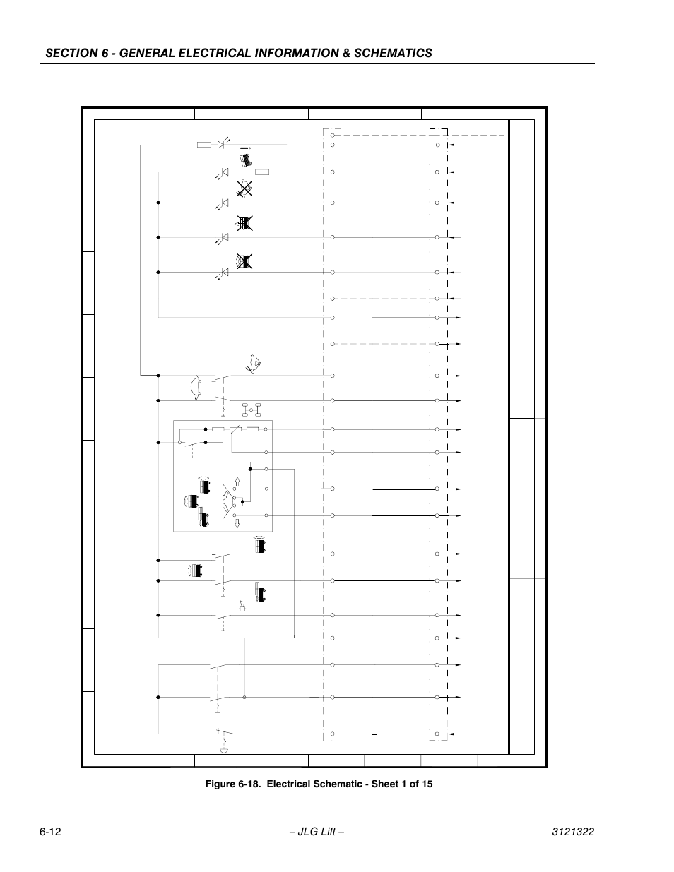 Electrical schematic, Electrical schematic - sheet 1 of 15 -12, Liftlux | Sc hema tic ele ctri cal 7 | JLG 67SL Service Manual User Manual | Page 124 / 152