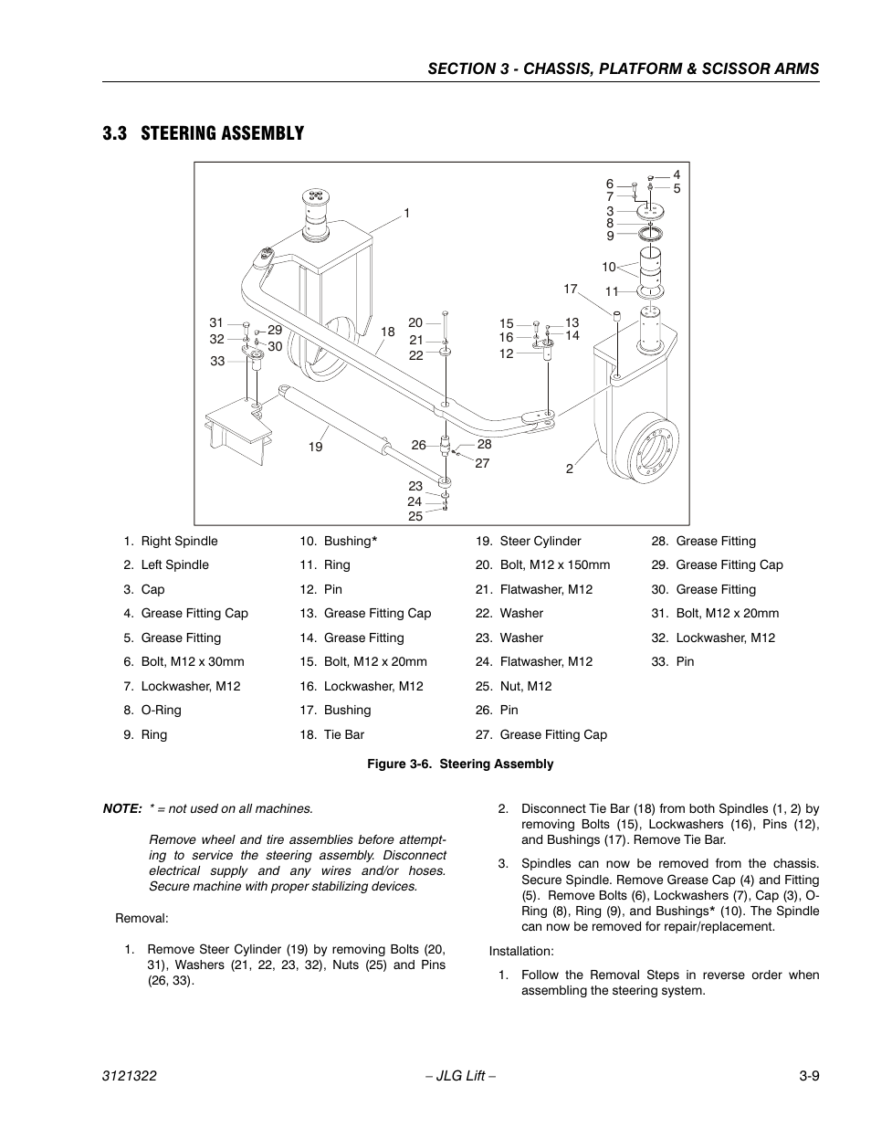 3 steering assembly, Steering assembly -9 | JLG 67SL Service Manual User Manual | Page 41 / 152