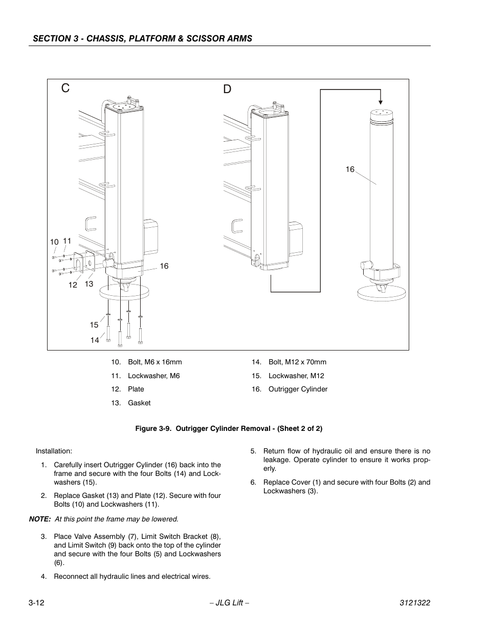 Outrigger cylinder removal - (sheet 2 of 2) -12 | JLG 67SL Service Manual User Manual | Page 44 / 152