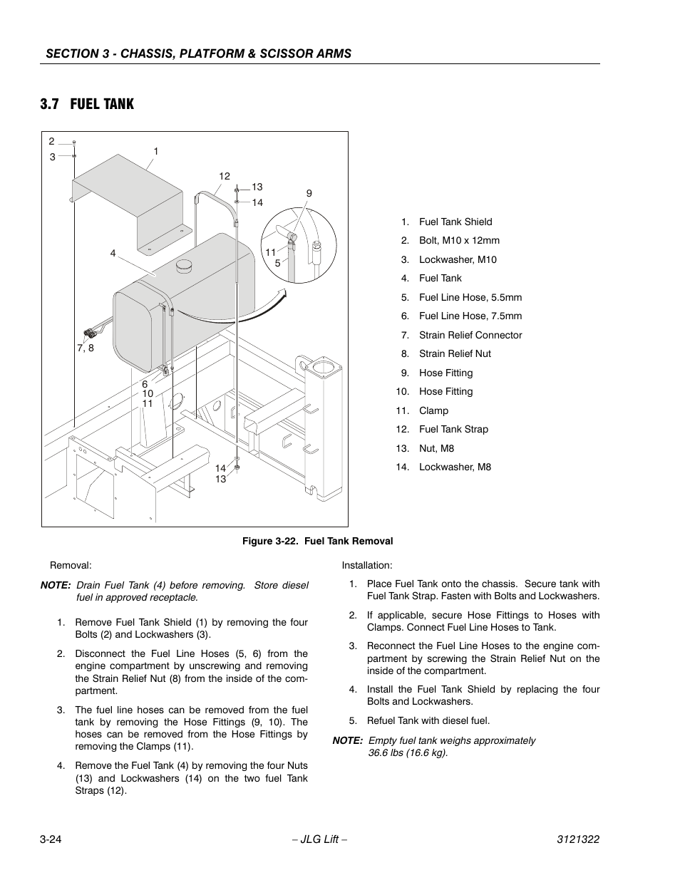 7 fuel tank, Fuel tank -24, Fuel tank removal -24 | JLG 67SL Service Manual User Manual | Page 56 / 152