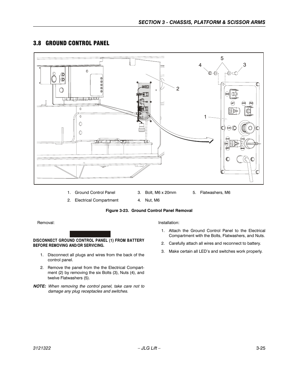 8 ground control panel, Ground control panel -25 | JLG 67SL Service Manual User Manual | Page 57 / 152
