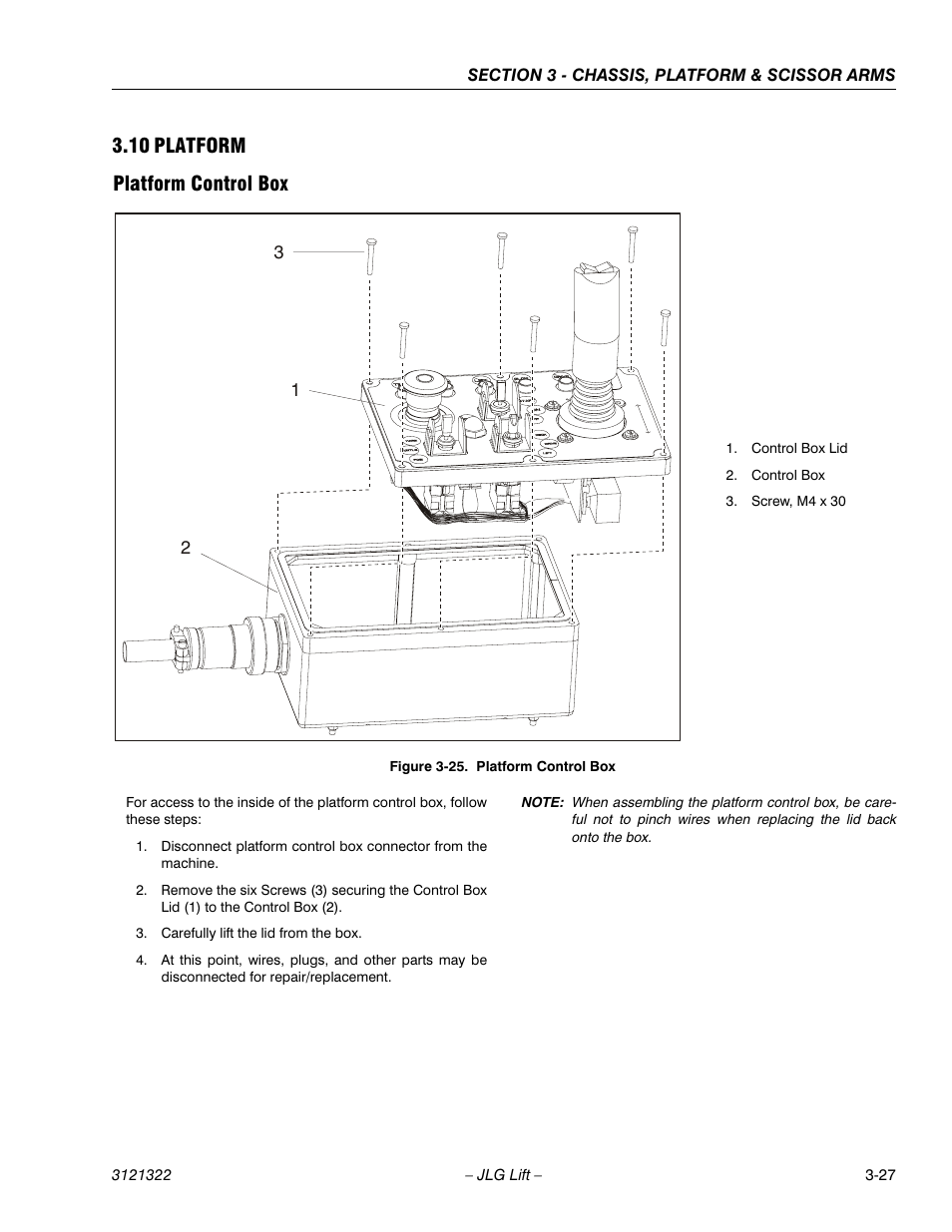 10 platform, Platform control box, Platform -27 | Platform control box -27, 10 platform platform control box | JLG 67SL Service Manual User Manual | Page 59 / 152