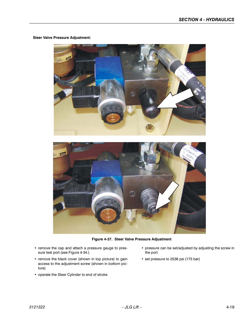 Steer valve pressure adjustment -19 | JLG 67SL Service Manual User Manual | Page 95 / 152