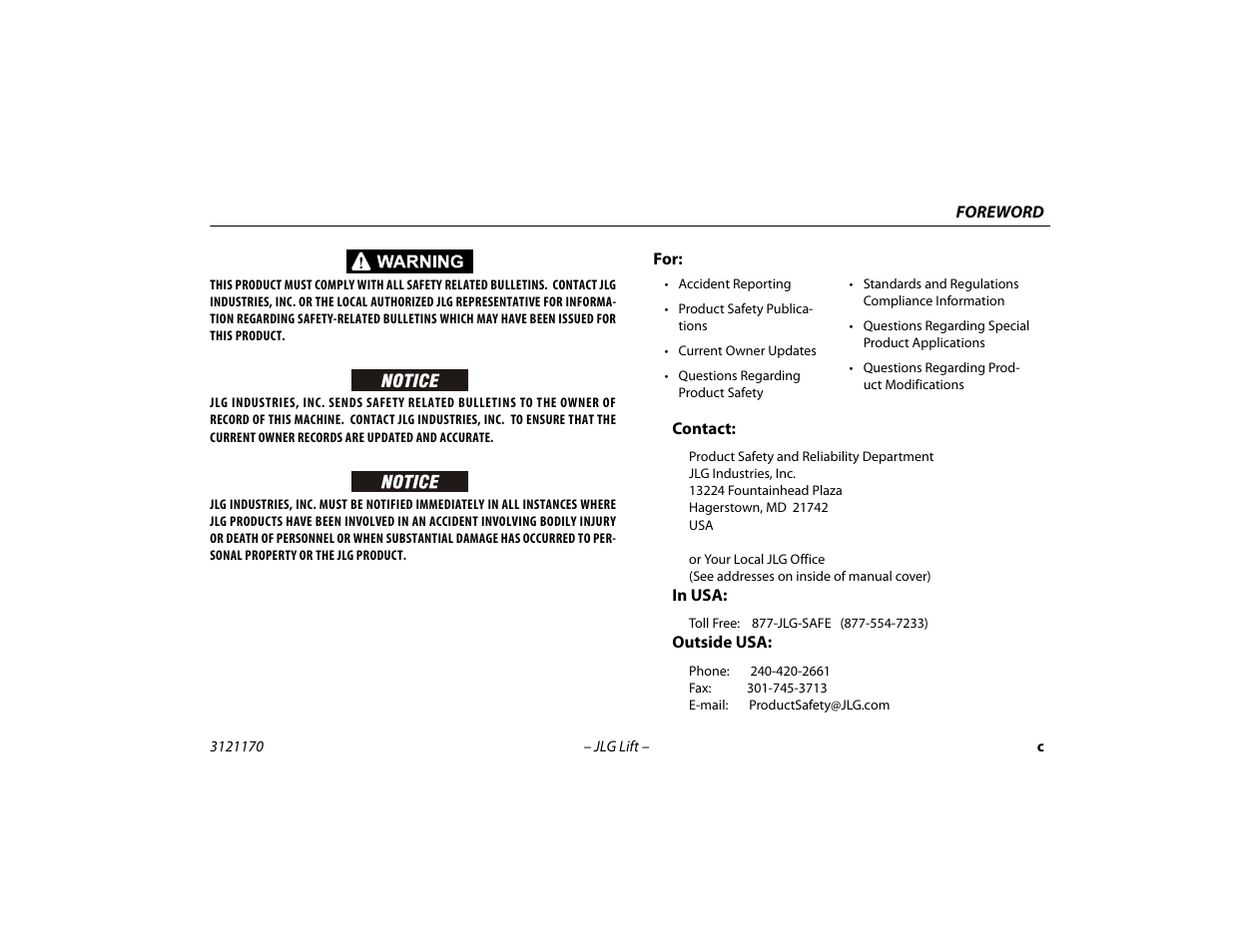 JLG 1250AJP Operator Manual User Manual | Page 5 / 132