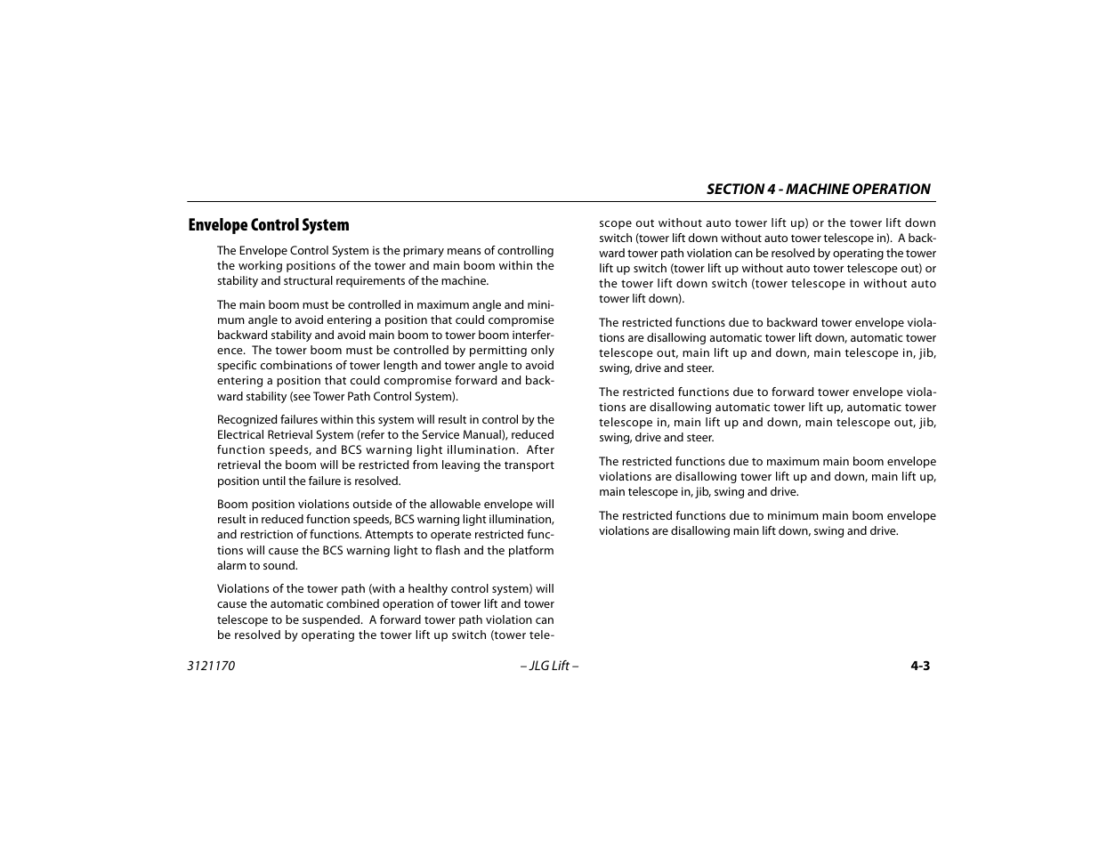 Envelope control system, Envelope control system -3 | JLG 1250AJP Operator Manual User Manual | Page 57 / 132