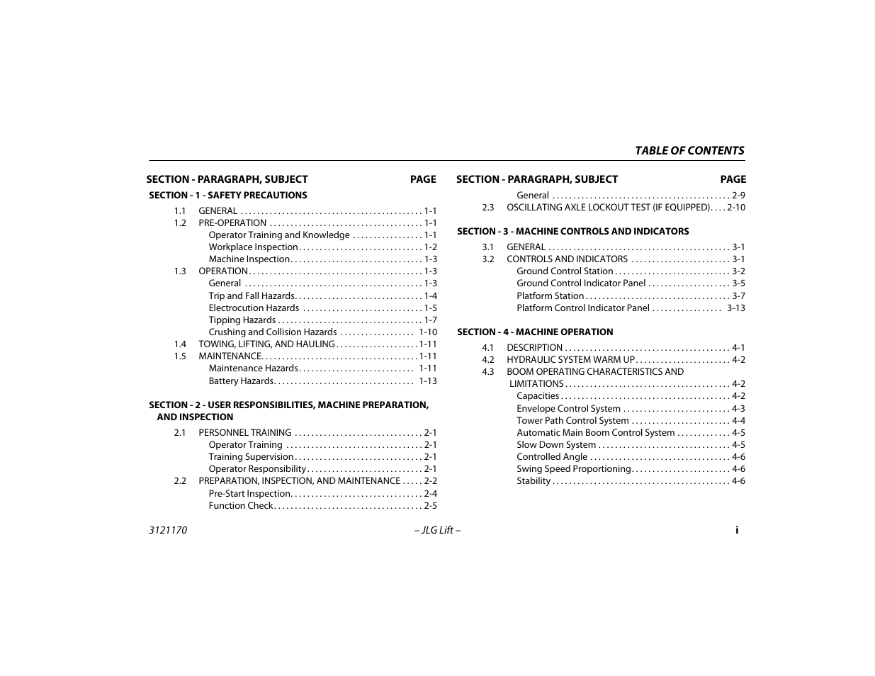 JLG 1250AJP Operator Manual User Manual | Page 7 / 132
