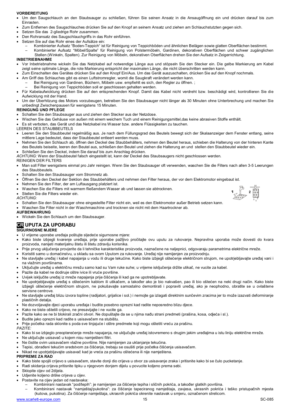 Cr uputa za uporabu | Scarlett SC-085 User Manual | Page 15 / 16