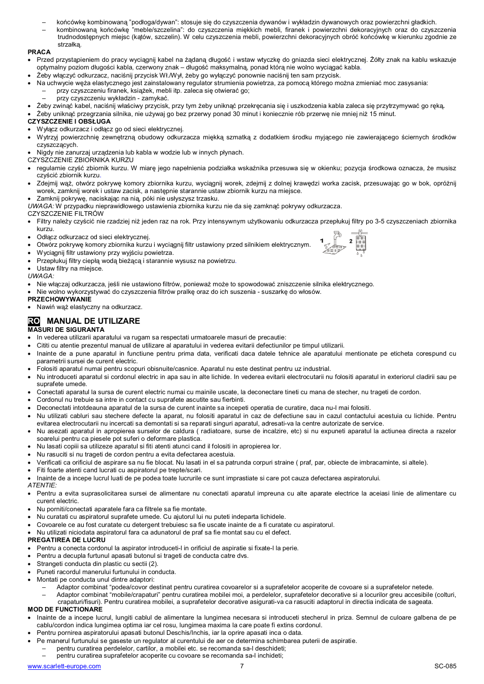 Ro manual de utilizare | Scarlett SC-085 User Manual | Page 7 / 16