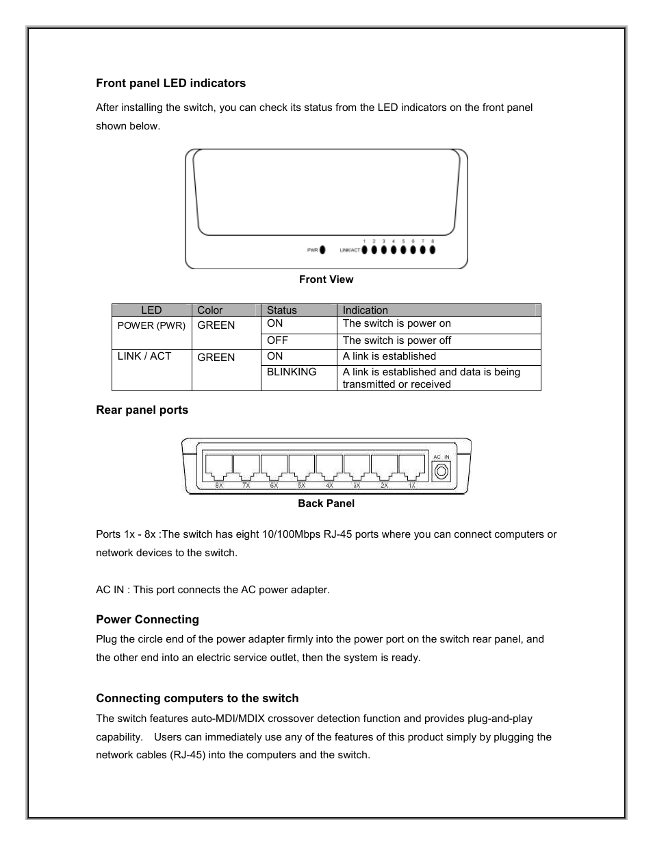 Advantek Networks Advantek 8 Port 10/100Mbps Ethernet Switch ANS-08P User Manual | Page 4 / 5