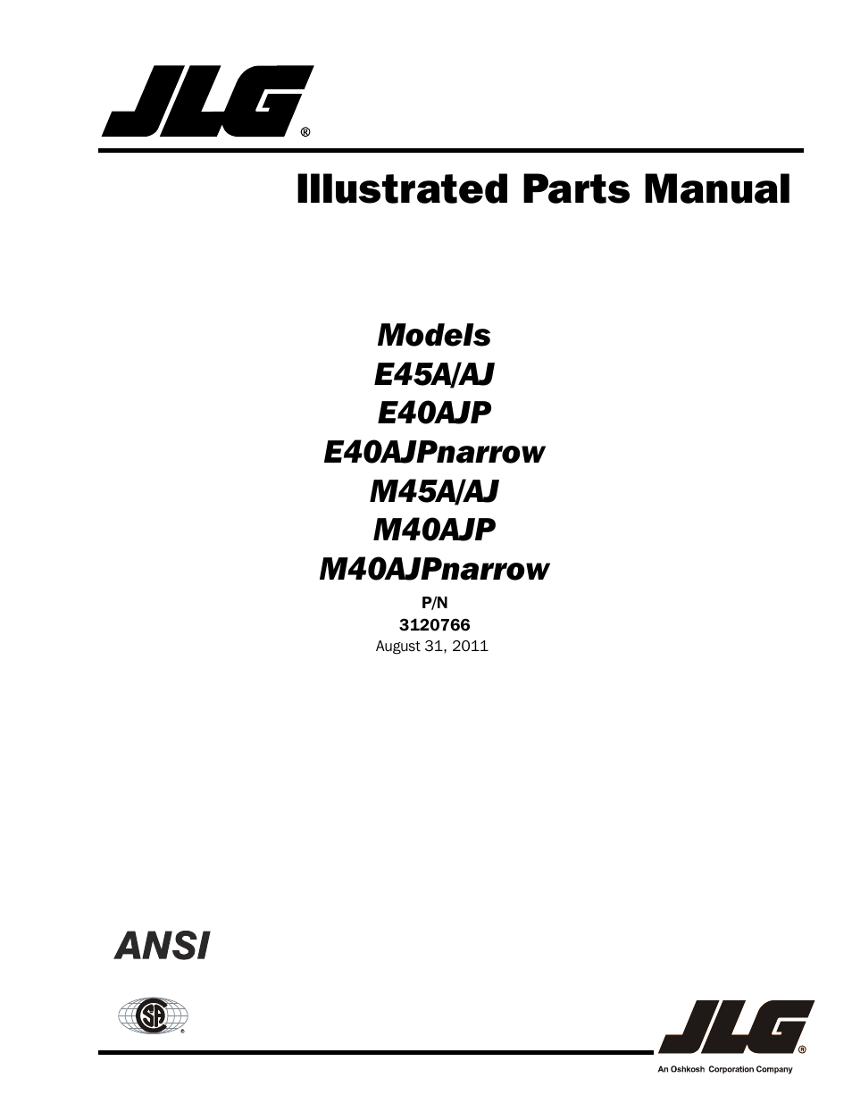 JLG E45A_AJ ANSI Parts Manual User Manual | 206 pages