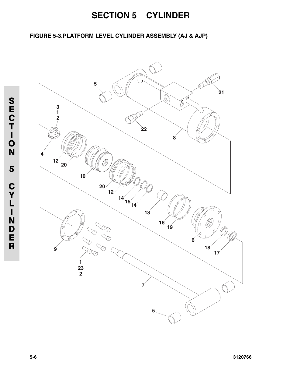 Platform level cylinder assembly (aj & ajp) -6 | JLG E45A_AJ ANSI Parts Manual User Manual | Page 120 / 206