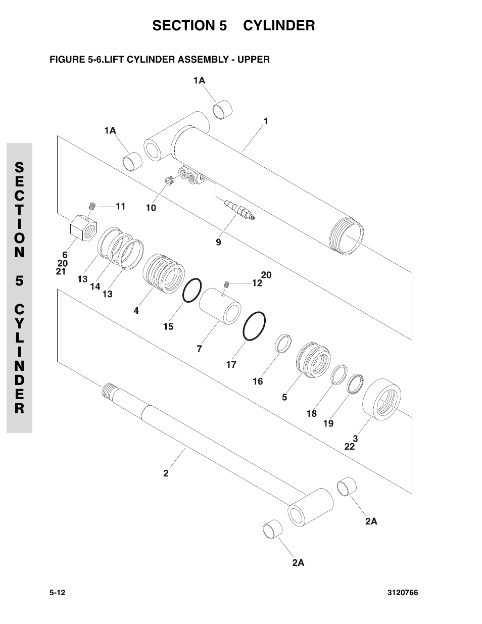 Figure 5-6. lift cylinder assembly - upper, Lift cylinder assembly - upper -12 | JLG E45A_AJ ANSI Parts Manual User Manual | Page 126 / 206
