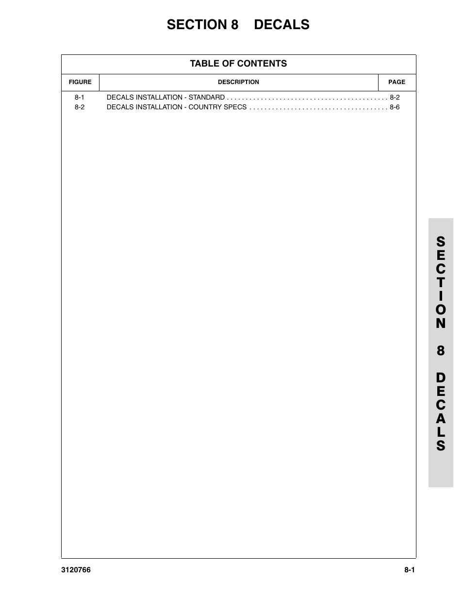 Section 8 decals, Section 8 - decals | JLG E45A_AJ ANSI Parts Manual User Manual | Page 179 / 206