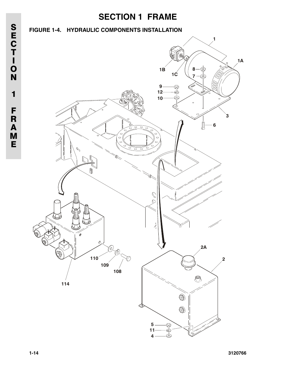 Figure 1-4. hydraulic components installation, Hydraulic components installation -14 | JLG E45A_AJ ANSI Parts Manual User Manual | Page 20 / 206