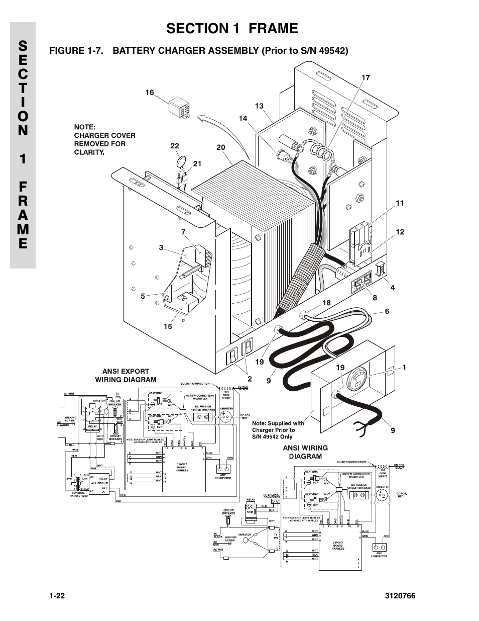 Battery charger assembly (prior to s/n 49542) -22 | JLG E45A_AJ ANSI Parts Manual User Manual | Page 28 / 206