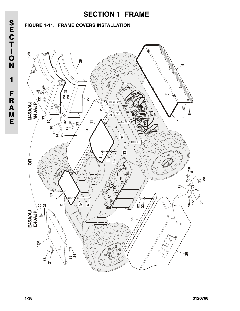 Figure 1-11. frame covers installation, Frame covers installation -38 | JLG E45A_AJ ANSI Parts Manual User Manual | Page 44 / 206