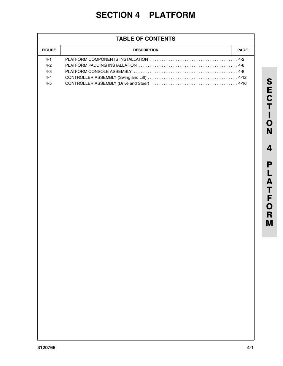 Section 4 platform, Section 4 - platform | JLG E45A_AJ ANSI Parts Manual User Manual | Page 97 / 206