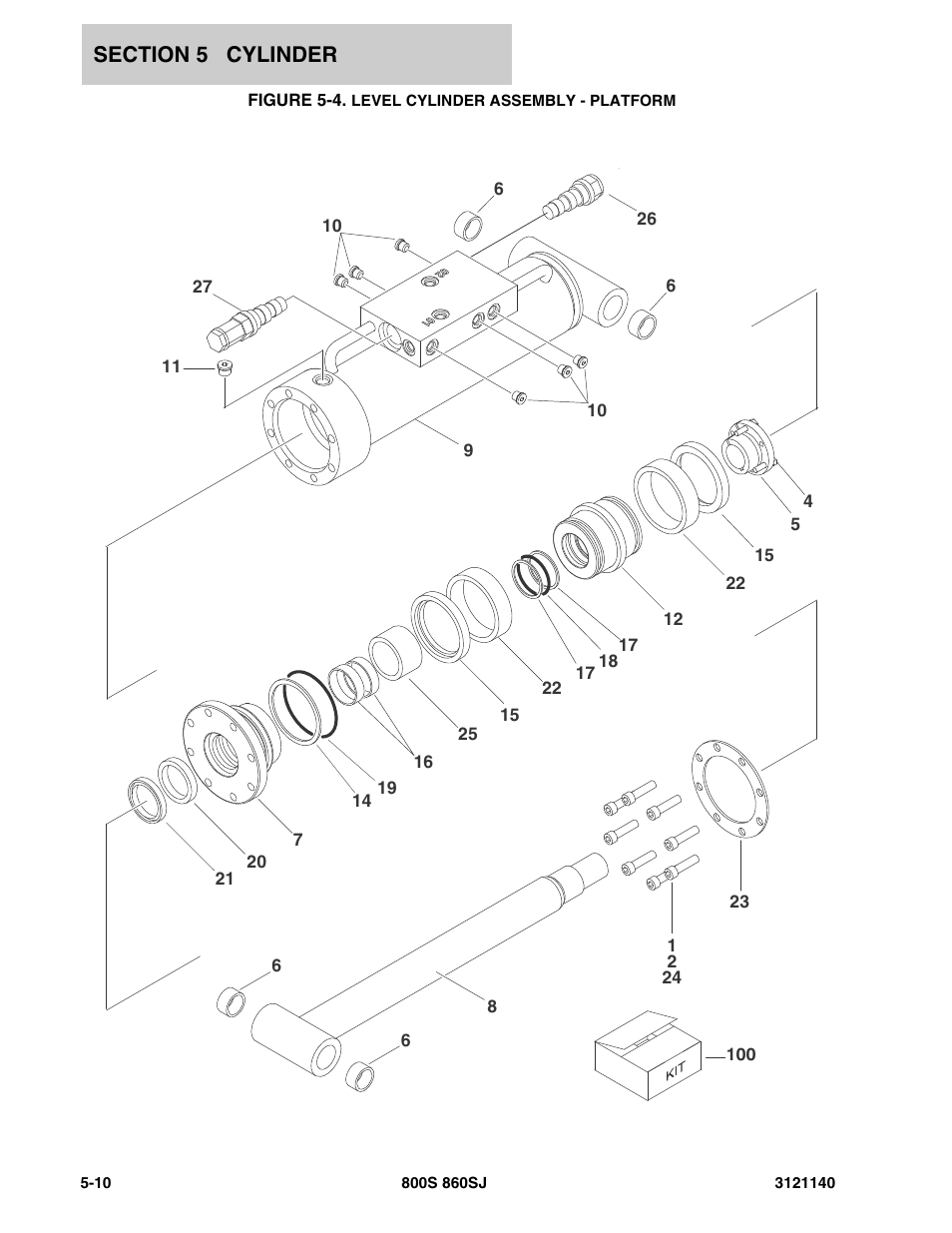 Figure 5-4. level cylinder assembly - platform | JLG 860SJ Parts Manual User Manual | Page 300 / 446