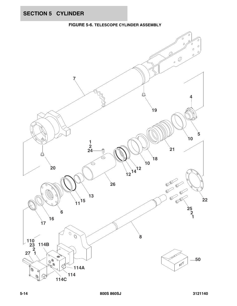Figure 5-6. telescope cylinder assembly | JLG 860SJ Parts Manual User Manual | Page 304 / 446